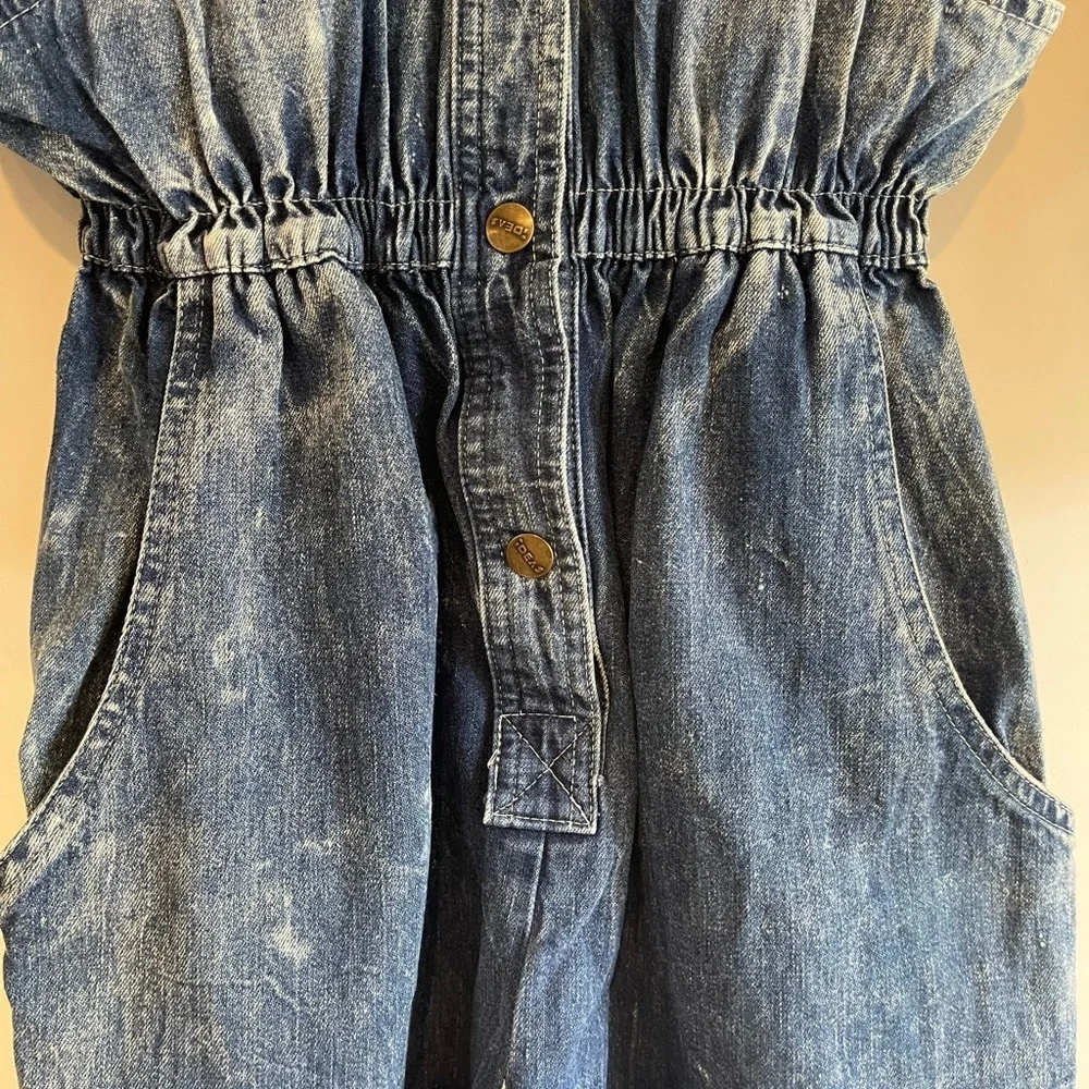 Vintage 80s Ideas Acid Wash Denim Jumpsuit - M - Picture 3 of 7